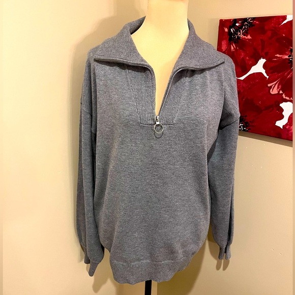 ANRABESS Oversized Quarter Zip Sweater, circle pull, size L - Picture 1 of 5